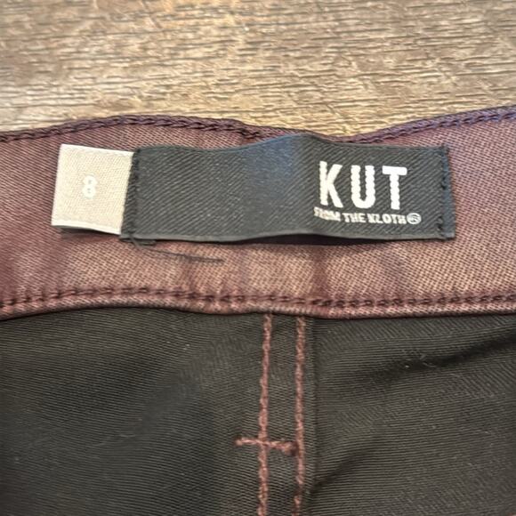 NWOT Kut from the Kloth Mia High Rise Skinny Wet Look Bordeaux Jeans Size 8 - Picture 8 of 12